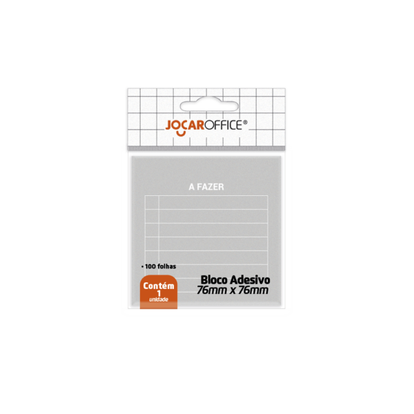 BLOCO ADESIVO A FAZER CINZA 76MMX76MM 100F JOCAR OFFICE