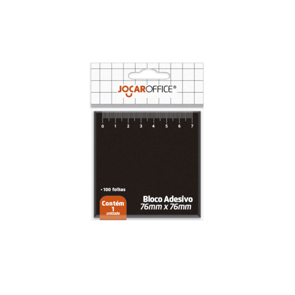 BLOCO ADESIVO PRETO REGUA 76MMX76MM 100F CX/ 12 BLOCOS JOCAR OFFICE